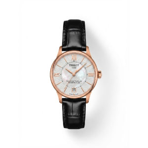 TISSOT Women’s Powermatic Swiss-Made Black Leather Strap Mother Of Pearl Dial 32mm Watch T099.207.36.118.00/1 (Like New)