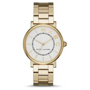 Marc Jacobs Women's Roxy Gold-Tone Stainless Steel White Satin Dial Quartz 36mm Watch MJ3522