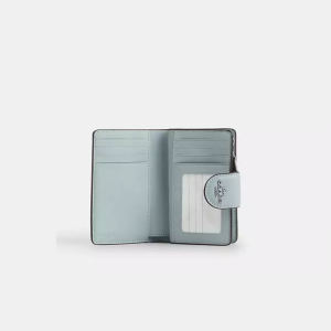 Alternative view of COACH WOMEN'S PASTEL SIGNATURE CANVAS MEDIUM CORNER ZIP WALLET IN LIGHT BLUE MULTI - C5110/1