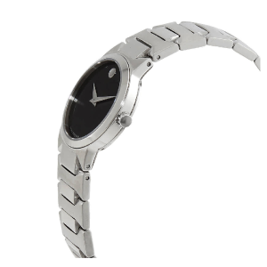 Alternative view of Movado Temo Women’s Quartz Swiss Made Stainless Steel Bracelet Black Dial 26mm Watch 0607295 (Like New)