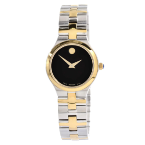 Movado Juro Women’s Quartz Swiss Made Two-Tone Stainless Steel Bracelet Black Dial 26mm Watch 0607445 (Like New)