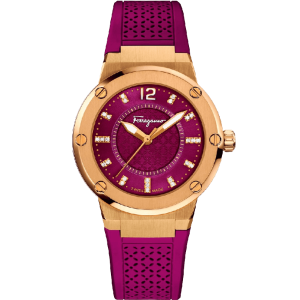 Ferragamo Women’s Swiss Quartz Rose Gold Stainless Steel Red Silicone Strap Red Dial 36mm Watch SFIG040019 (Like New)