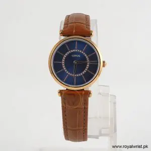 Lorus by Seiko Women’s Quartz Brown Leather Strap Blue Dial 28mm Watch RRW14FX9 (Like New)