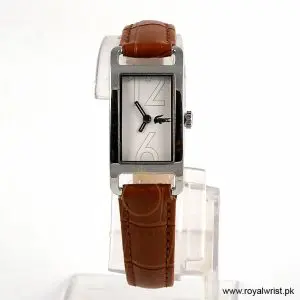 Lacoste Women’s Quartz Brown Leather Strap White Dial 18mm Watch 2000652/2 (Like New)