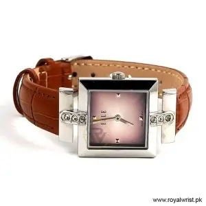 Elle Women’s Quartz Camel Brown Leather Strap Pink Dial 25mm Watch EL20028S02C/5 (Like New) - Image 4