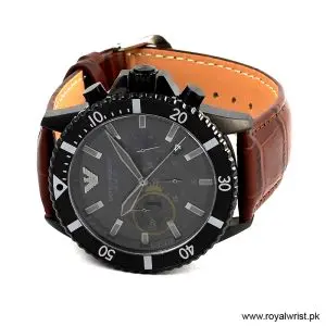 Emporio Armani Men’s Quartz Brown Leather Strap Black Dial 43mm Watch AR11363 (Like New) - Image 4