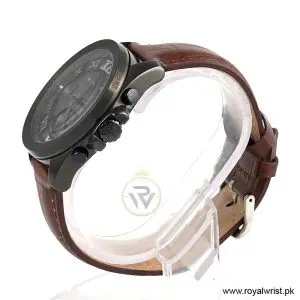 Alternative view of Michael Kors Men’s Chronograph Brown Leather Strap Black Dial 44mm Watch MK8482 (Like New)