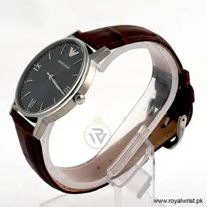 Alternative view of Emporio Armani Men’s Quartz Brown Leather Strap Blue Dial 41mm Watch AR11012 (Like New)