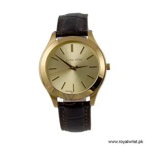 Michael Kors Women’s Quartz Brown Leather Strap Gold Dial 44mm Watch MK8671/1 (Like New)