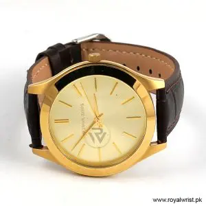 Michael Kors Women’s Quartz Brown Leather Strap Gold Dial 44mm Watch MK8671/1 (Like New) - Image 3