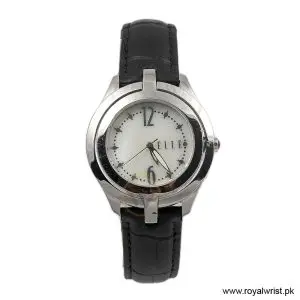 Elle Women’s Quartz Black Leather Strap Mother Of Pearl Dial 38mm Watch EL20135S06N (Like New)