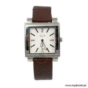 Elle Women’s Quartz Brown Leather Strap White Dial 32mm Watch EL20027S01C/1 (Like New)