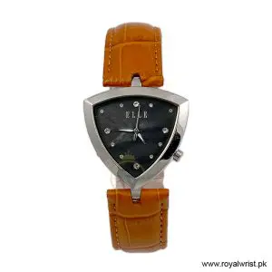 Elle Women's Quartz Camel Brown Leather Strap Black Dial 35mm Watch EL20017S03C/3 (Like New)