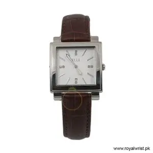 Elle Women’s Quartz Brown Leather Strap White Dial 32mm Watch EL20027S01C/2 (Like New)