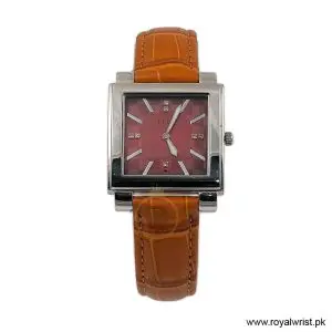 Elle Women’s Quartz Camel Brown Leather Strap Red Dial 32mm Watch 20027S03C/4 (Like New)