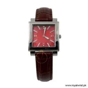 Elle Women’s Quartz Brown Leather Strap Red Dial 32mm Watch 20027S03C/6 (Like New)