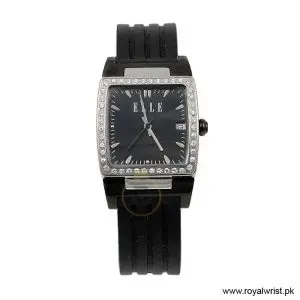 Elle Women’s Quartz Black Silicone Strap Black Dial 28mm Watch EL20052P02N (Like New)