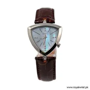 Elle Women's Quartz Brown Leather Strap Blue Mother of Pearl Dial 35mm Watch EL20017S02C (Like New)