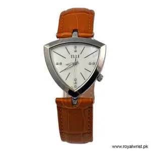 Elle Women's Quartz Camel Brown Leather Strap Mother of Pearl Dial 35mm Watch EL20017S04C (Like New)