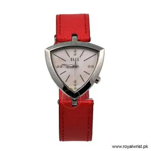 Elle Women's Quartz Red Leather Strap Pink Mother of Pearl Dial 35mm Watch EL20017S01C/2 (Like New)