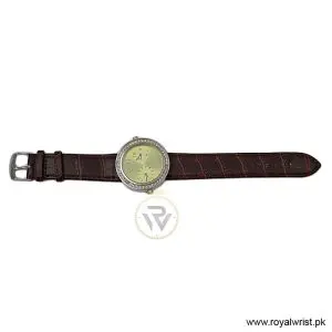 Elle Women’s Quartz Brown Leather Strap Green Dial 41mm Dual Time Watch EL20038S50N (Like New) - Image 4