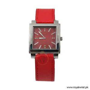 Elle Women’s Quartz Red Leather Strap Red Dial 32mm Watch 20027S03C/5 (Like New)