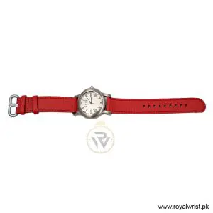Elle Women’s Quartz Red Leather Strap White Dial 38mm Watch EL20030S03N/1 (Like New) - Image 4