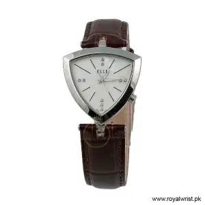 Elle Women's Quartz Brown Leather Strap Mother of Pearl Dial 35mm Watch EL20017S03C (Like New)