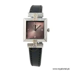 Elle Women’s Quartz Black Leather Strap Pink Dial 25mm Watch EL20028S02C/4 (Like New)