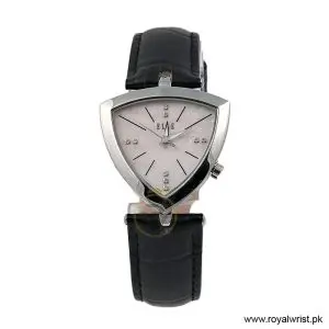 Elle Women's Quartz Black Leather Strap Pink Mother of Pearl Dial 35mm Watch EL20017S01C (Like New)
