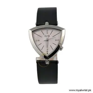 Elle Women's Quartz Black Leather Strap Pink Mother of Pearl Dial 35mm Watch EL20017S01C/1 (Like New)