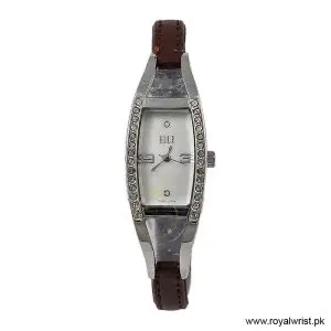 Elle Women's Quartz Brown Leather Strap Mother of Pearl Dial 20mm Watch EL20001S01C/1 (Like New)