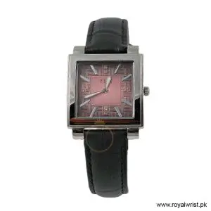 Elle Women’s Quartz Black Leather Strap Pink Dial 32mm Watch EL20027S04C/3 (Like New)