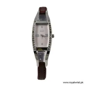 Elle Women's Quartz Dark Brown Leather Strap Pink Mother of Pearl Dial 20mm Watch EL20001S03C/1 (Like New)