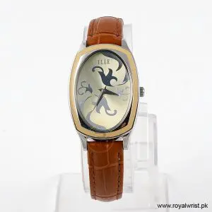 Elle Women’s Quartz Camel Brown Leather Strap Champagne Dial 28mm Watch EL20005S02C/1 (Like New)