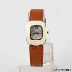 Elle Women’s Quartz Brown Leather Strap Champagne Dial 22mm Watch EL20245S06X (Like New)