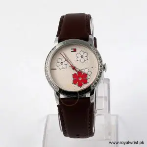 Tommy Hilfiger Women’s Quartz Brown Leather Strap Multi Color Dial 35mm Watch F80255/2 (Like New)