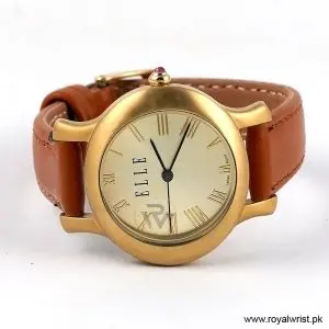 Alternative view of Elle Women’s Quartz Camel Brown Leather Strap Champagne Dial 32mm Watch EL20029S04N/1 (Like New)