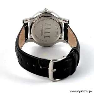 Elle Women’s Quartz Black Leather Strap Black Dial 38mm Watch EL20030S02N/1 (Like New) - Image 4