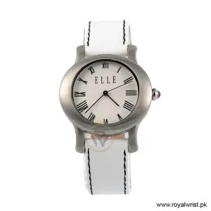 Elle Women’s Quartz White Leather Strap White Dial 38mm Watch EL20030S03N/2 (Like New)