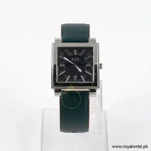 Elle Women’s Quartz Green Leather Strap Black Dial 32mm Watch EL20027S02C/1 (Like New)