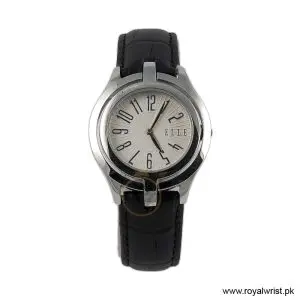 Elle Women’s Quartz Black Leather Strap White Dial 38mm Watch EL20135S01N (Like New)