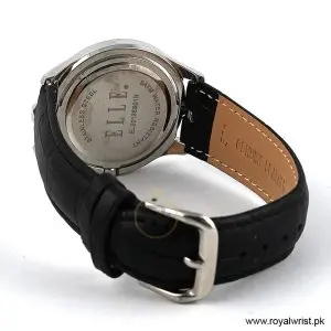 Elle Women’s Quartz Black Leather Strap White Dial 38mm Watch EL20135S01N (Like New) - Image 4