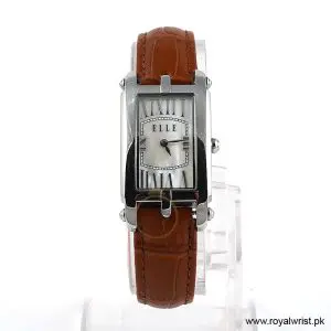 Elle Women’s Quartz Brown Leather Strap Mother Of Pearl Dial 23mm Watch EL20051S01N/1 (Like New)