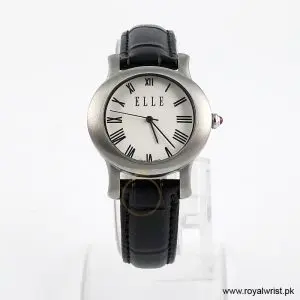 Elle Women’s Quartz Black Leather Strap White Dial 38mm Watch EL20030S03N/3 (Like New)