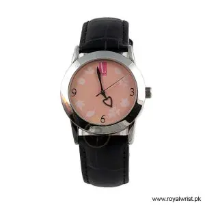 Elle Women’s Quartz Black Leather Strap Light Pink Dial 37mm Watch EL0009/1 (Like New)