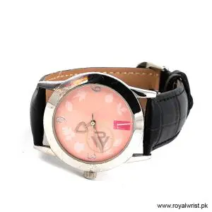 Elle Women’s Quartz Black Leather Strap Light Pink Dial 37mm Watch EL0009/1 (Like New) - Image 3