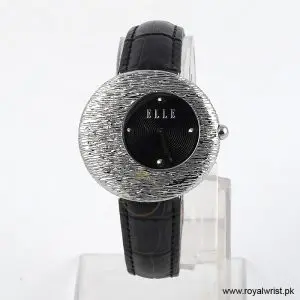 Elle Women’s Quartz Black Leather Strap Black Dial 36mm Watch EL30042S02K (Like New)