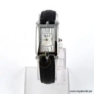 Elle Women’s Quartz Black Leather Strap White Mother Of Pearl Dial 23mm Watch EL20051S01N (Like New)