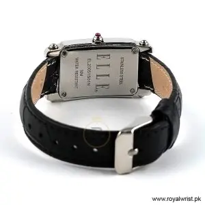 Elle Women’s Quartz Black Leather Strap White Mother Of Pearl Dial 23mm Watch EL20051S01N (Like New) - Image 4